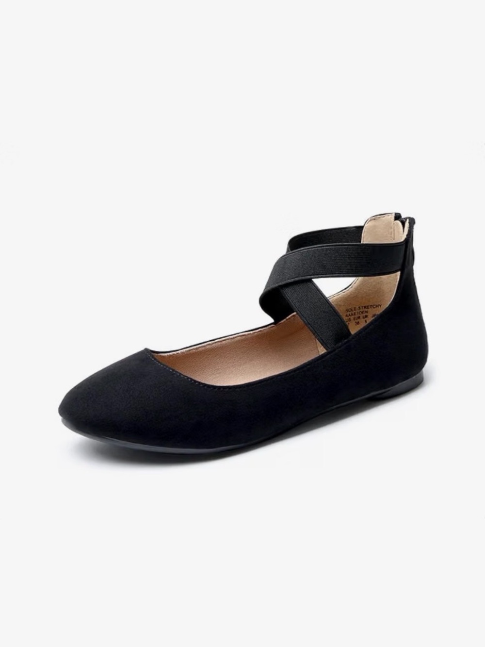 Black Crisscross Strap for Women's Ballet Flat